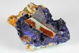 Sparkling Azurite Crystals on Chrysocolla - Laos #178139-1